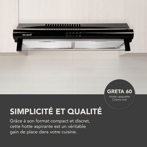 Hotte Casquette / Visière 60 Cm Noir  240 M3/h - 100 Watts - Filtre Inclus