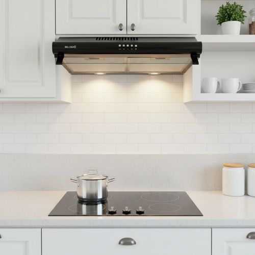 Hotte Casquette / Visière 60 Cm Noir  240 M3/h - 100 Watts - Filtre Inclus