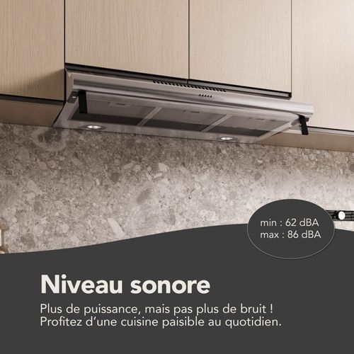 Greta 90 Xs - Hotte visière 90 Cm Inox 420 M3/h