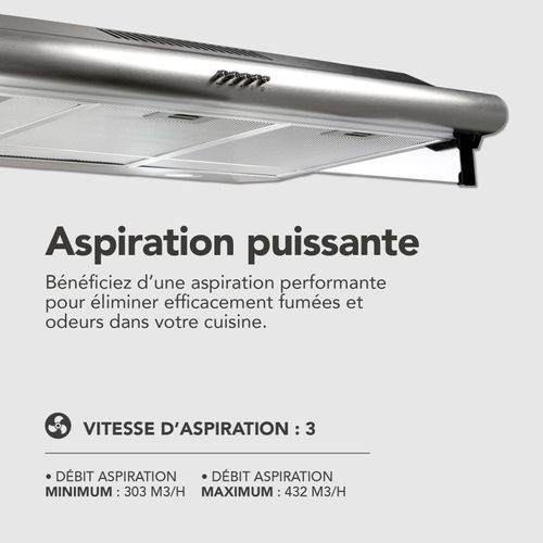 Greta 90 Xs - Hotte visière 90 Cm Inox 420 M3/h
