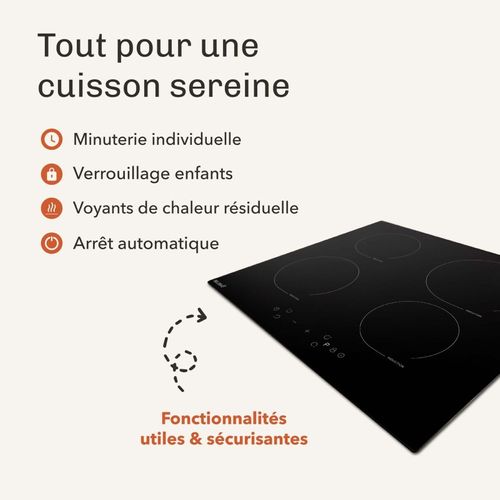 Plaque De Cuisson Induction 4 Foyers Avec Minuterie, 7900w, 4 Boosters, Verrou Enfants
