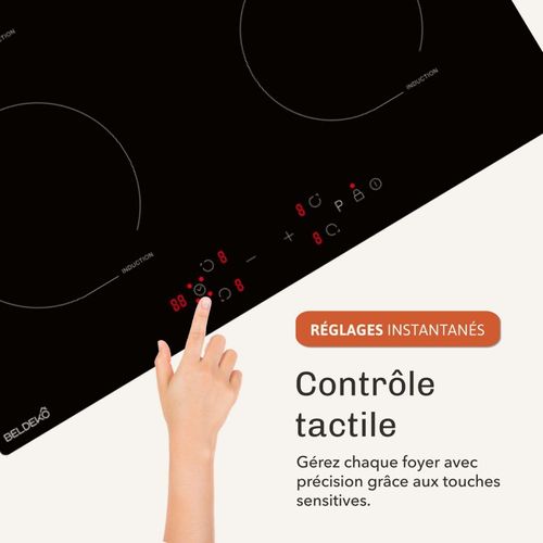 Plaque De Cuisson Induction 4 Foyers Avec Minuterie, 7900w, 4 Boosters, Verrou Enfants