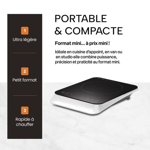 Beldeko - Plaque Induction Portable De 2000w Sensitive, 10 Niveaux De Puissance, Minuterie, Posable