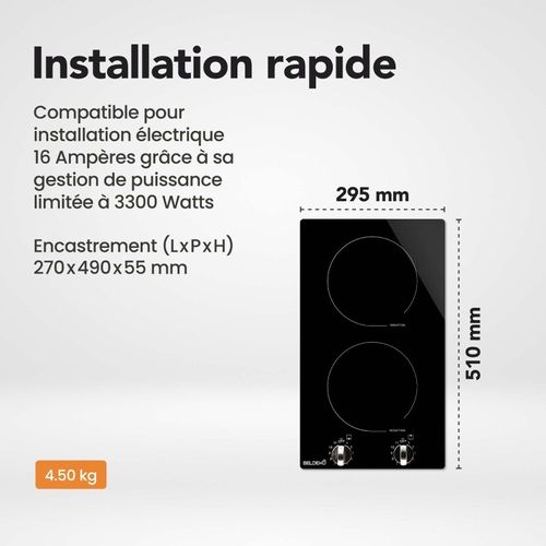 Ti2v-118 - Domino Induction Manettes 2 Foyers - 3300w