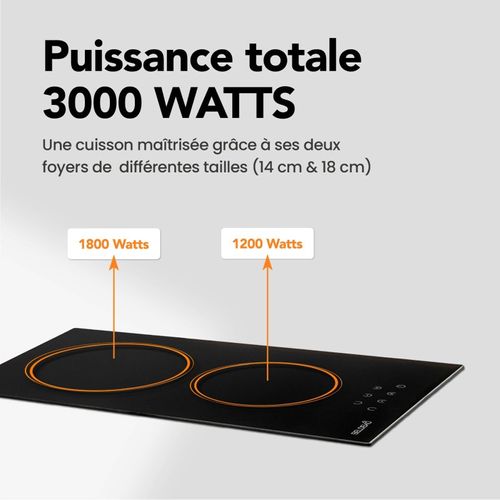 Btv2z-f03vnoc - Plaque Vitrocéramique 2 Foyers 3000w - Minuteur, Commande Tactile