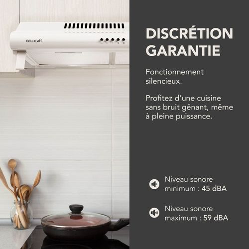 Beldeko Hotte Casquette 60 Cm Blanc 240 M3/h + 2 Filtres - Marque Française