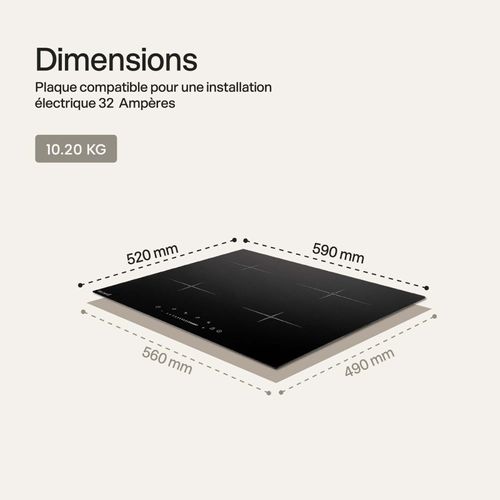 Table De Cuisson Induction 4 Foyers Slider Et Minuterie 7900 Watts