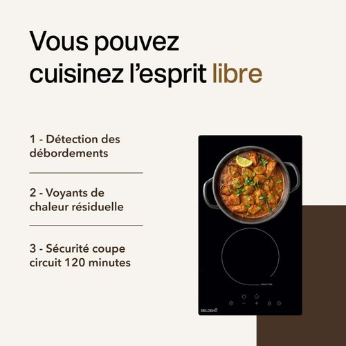 Beldeko Plaque Induction 2 Foyers Avec Minuterie - 3300w