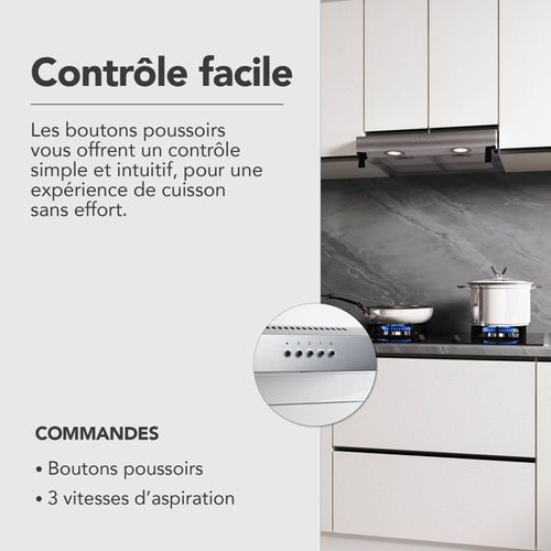 Rivage 60 XS - Hotte visière 60 Cm Inox - 210 M3/h