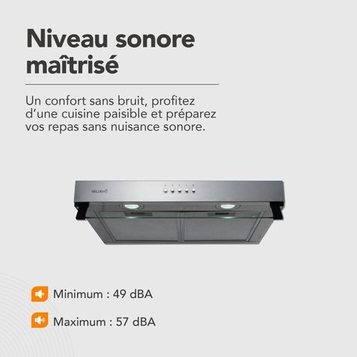 Rivage 60 XS - Hotte visière 60 Cm Inox - 210 M3/h