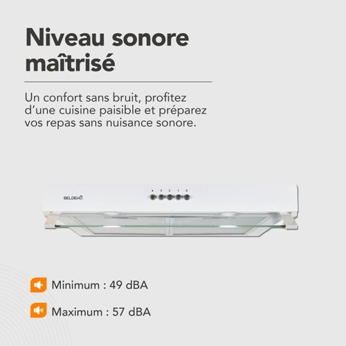 Rivage 60 Wh - Hotte Casquette 60 Cm Blanc - 210 M3/h
