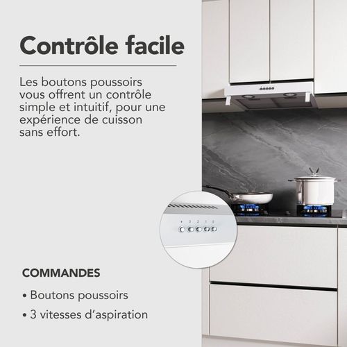 Rivage 60 Wh - Hotte Casquette 60 Cm Blanc - 210 M3/h