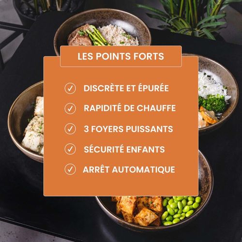 Plaque De Cuisson Vitrocéramique 3 Foyers - 5200w - Commandes Par Manettes - Boutons Encastrable Con