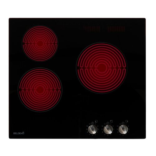 Plaque De Cuisson Vitrocéramique 3 Foyers - 5200w - Commandes Par Manettes - Boutons Encastrable Con