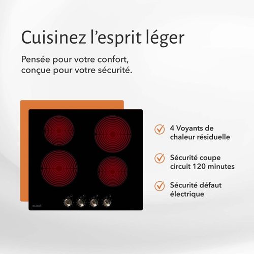 Beldeko - Plaque De Cuisson Vitrocéramique 4 Foyers Encastrable Avec Boutons De Contrôle - 6000w