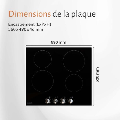 Beldeko - Plaque De Cuisson Vitrocéramique 4 Foyers Encastrable Avec Boutons De Contrôle - 6000w