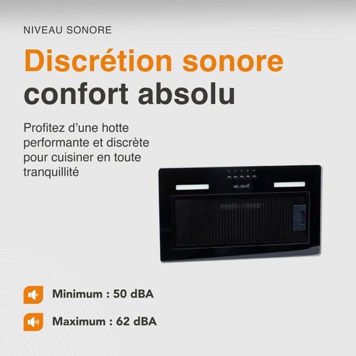 Hotte Encastrable - Groupe Filtrant Noir 52 Cm - 335 M3/h - Evacuation Ou Recyclage - Filtres à Char