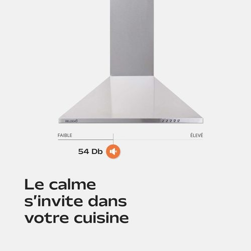 Hotte De Cuisine Décorative Inox 60cm - Pyramide 338 M3/h - Evacuation Ou Recyclage