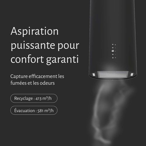 Hotte Murale Cylindre Ronde Spiro - Noir / Beldeko