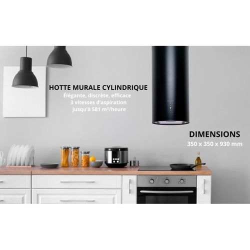 Hotte Murale Cylindre Ronde Spiro - Noir / Beldeko