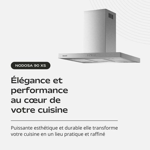 Hotte Îlot Aspirante 90 Cm Inox - Débit 553 M3/h - 3 Vitesses