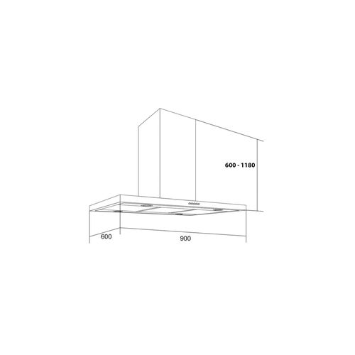 Hotte Îlot Aspirante 90 Cm Inox - Débit 553 M3/h - 3 Vitesses