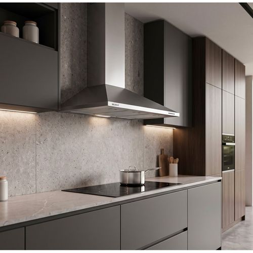 Beldeko Hotte Murale 90 Cm Inox 338 M3/h évac/recyclage - Marque Française