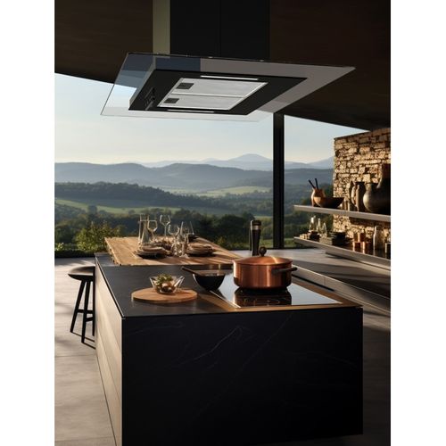 Beldeko - Hotte Îlot Aspirante 90 Cm Noir - Minuteur - Débit 556 M3/h - 3 Vitesses - Ludia 90 Bk