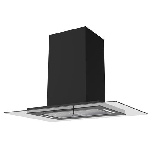 Beldeko - Hotte Îlot Aspirante 90 Cm Noir - Minuteur - Débit 556 M3/h - 3 Vitesses - Ludia 90 Bk