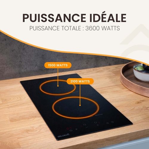 Beldeko - Plaque De Cuisson à Induction Domino Encastrable - 2 Foyers, 3600 W - 2 Boosters Pour Une