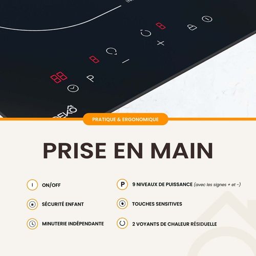 Beldeko - Plaque De Cuisson à Induction Domino Encastrable - 2 Foyers, 3600 W - 2 Boosters Pour Une