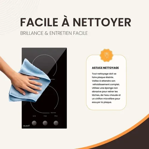 Beldeko Plaque Induction 2 Feux Encastrable - 3600w - Commandes Manettes - Minuteur Sécurité Enfant