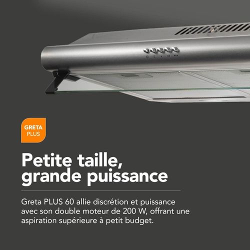 Beldeko Hotte Casquette 60 Cm Inox - Double Moteur 203 Watts - 435 M3/h