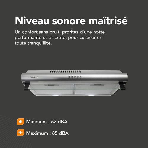 Beldeko Hotte Casquette 60 Cm Inox - Double Moteur 203 Watts - 435 M3/h