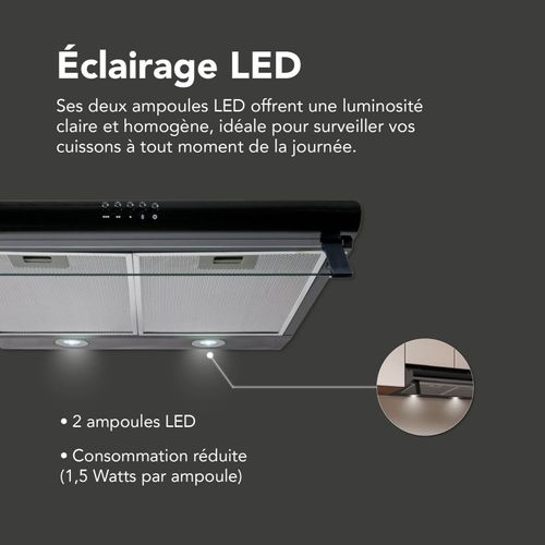 Beldeko Hotte Casquette 60 Cm Noir 435 M3/h 200w - Marque Française