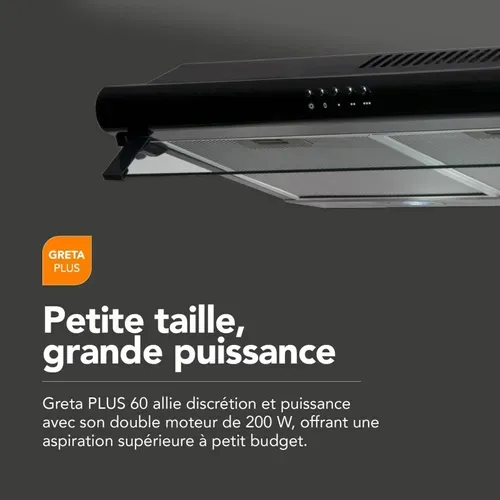 Beldeko Hotte Casquette 60 Cm Noir 435 M3/h 200w - Marque Française