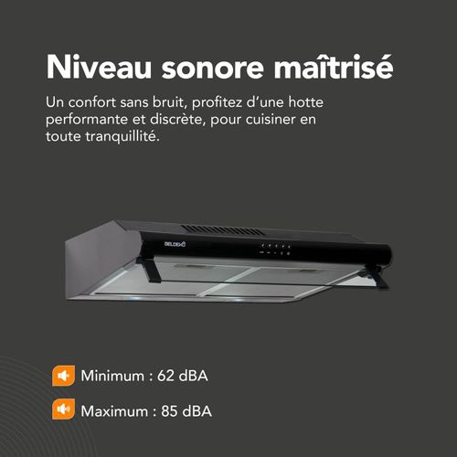 Beldeko Hotte Casquette 60 Cm Noir 435 M3/h 200w - Marque Française