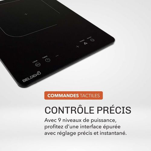 Plaque à Induction Portable 1 Feu 2100w - 9 Niveaux De Puissance - Minuteur 99 Min - Sécurité Enfant