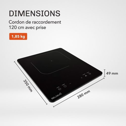 Plaque à Induction Portable 1 Feu 2100w - 9 Niveaux De Puissance - Minuteur 99 Min - Sécurité Enfant