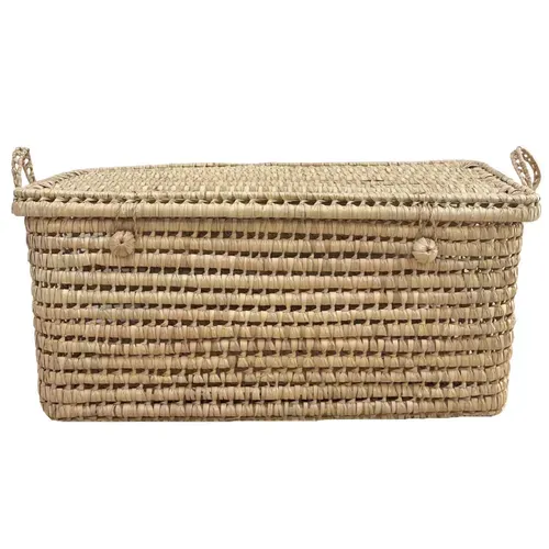 Malle De Rangement Feuille De Palmier - 80 Cm - Naturel