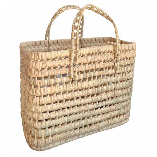 Panier Cabas Feuilles De Palmier - 32x22x32 Cm - Naturel