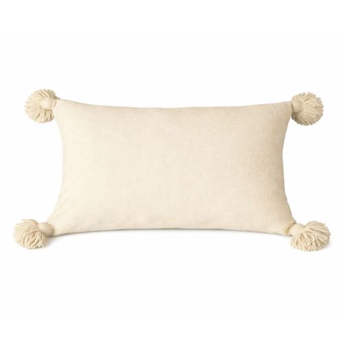Housse De Coussin En Laine à Pompons - 40x70 Cm - Crème