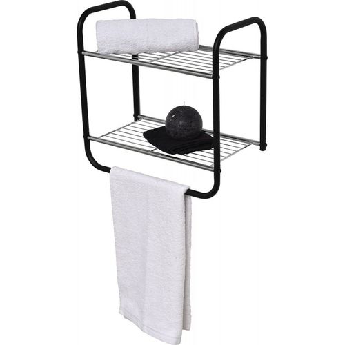 Etagère Murale 2 Niveaux Porte Serviette Métal