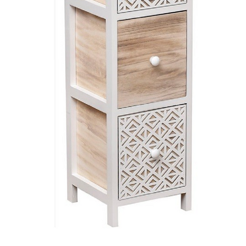 Meuble Carré 3 Tiroirs Séri Bois Blanc Et Décor