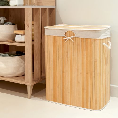 Panière à linge bambou pliable  Naturel