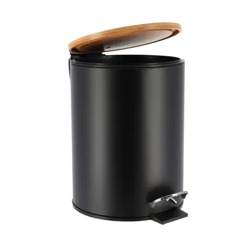Poubelle métal  Noir/bois