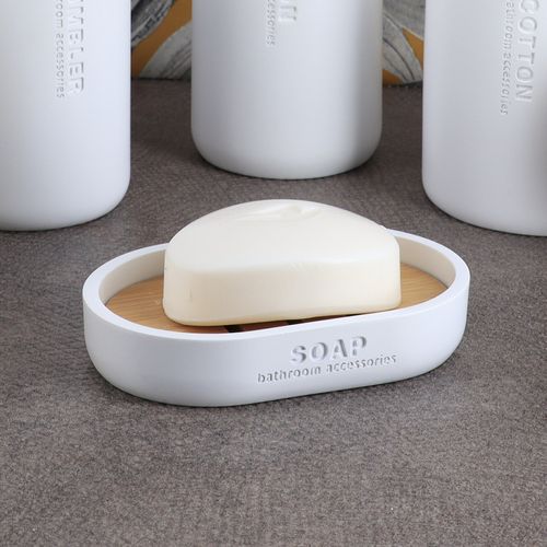Porte savon  Blanc / Naturel vue d'ambiance 1