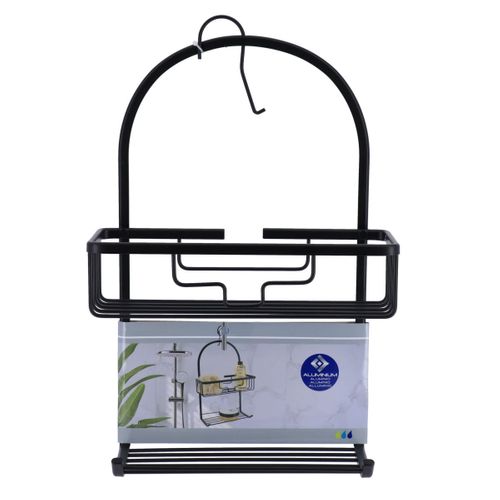 Serviteur De Douche 2 Paniers & Porte Savon En Métal Noir Avec Crochet