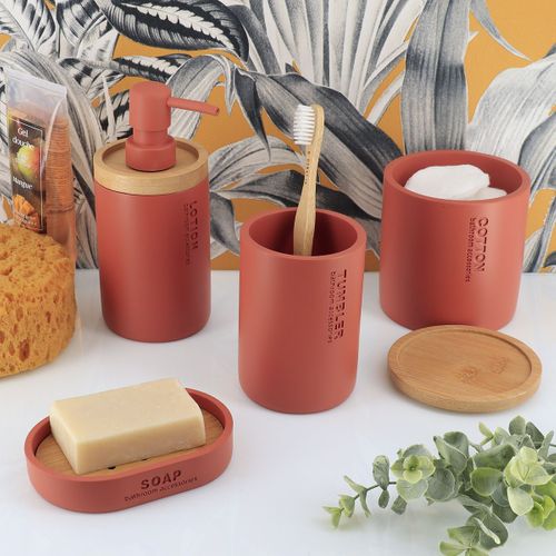 Porte-savon En Résine Terracotta Et Bambou