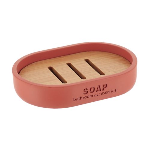 Porte-savon En Résine Terracotta Et Bambou